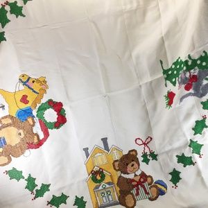 VTG Tree Skirt Christmas Cross Stitch 80% Complete
